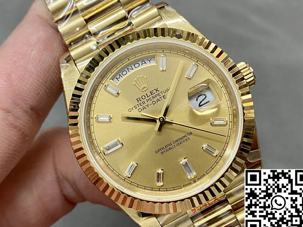 Steel M228238-0005 Date Diamond Factory Rolex Day v5 Dial Tungsten Hourmarker Gold QF 1012